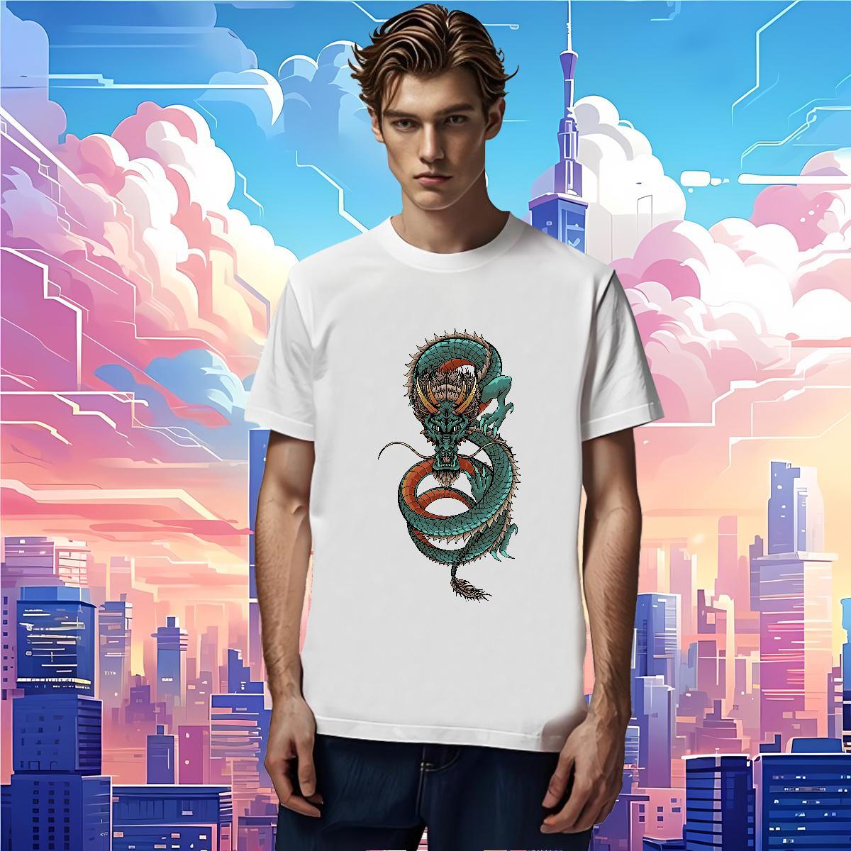 T Shirt For Man 230g 100% Cotton dragon Sport Pure Cotton DIY Logo Oversized Mens Tshirts Wholesale Loose Fit Tops