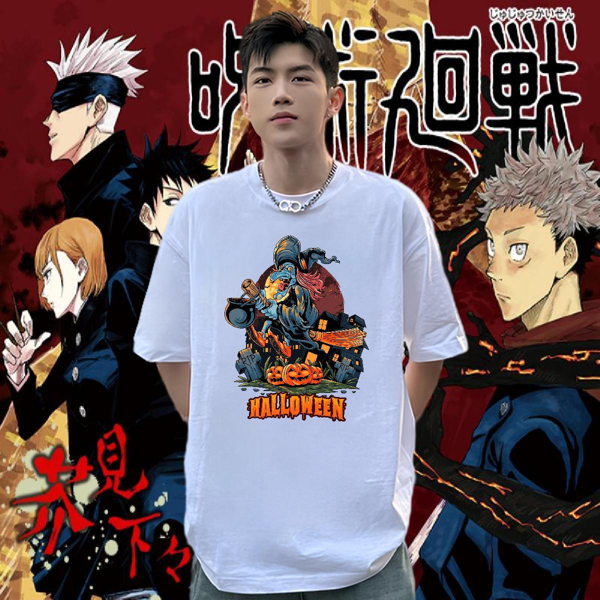 Designer Fashion Men Tshirts halloween Daily Outfit 230g Cotton Wear Short Sleeve O-Neck Wholesale T Shirt For Man Anime Print