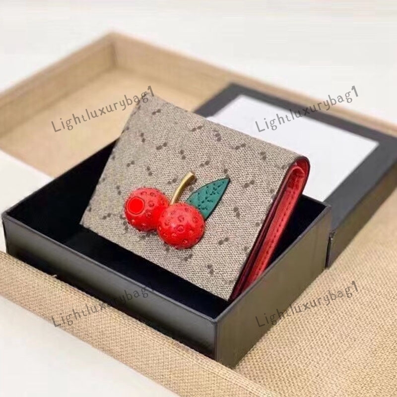 Wallets Wallet Designer Leather Sweet Cherry Purse Quality Crossbody For Women Classic Famous Brand Fashion Purses 220323