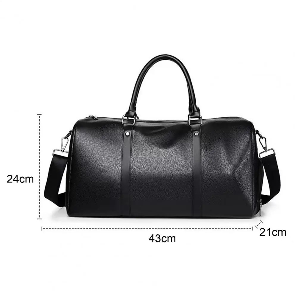 Women Men Shoulder Bag Faux Leather Large Capacity Cross-body Bag Handbag With Dry Wet Separation Business Trip Tavel Luggage 240819