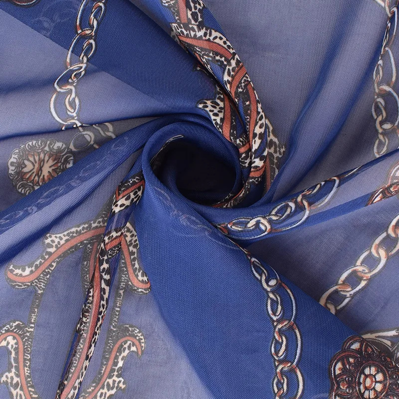Flat head summer scarf for women chiffon printed tourist beach towel sunbathing shawl silk bag womens headscarf 150X95CM 240805