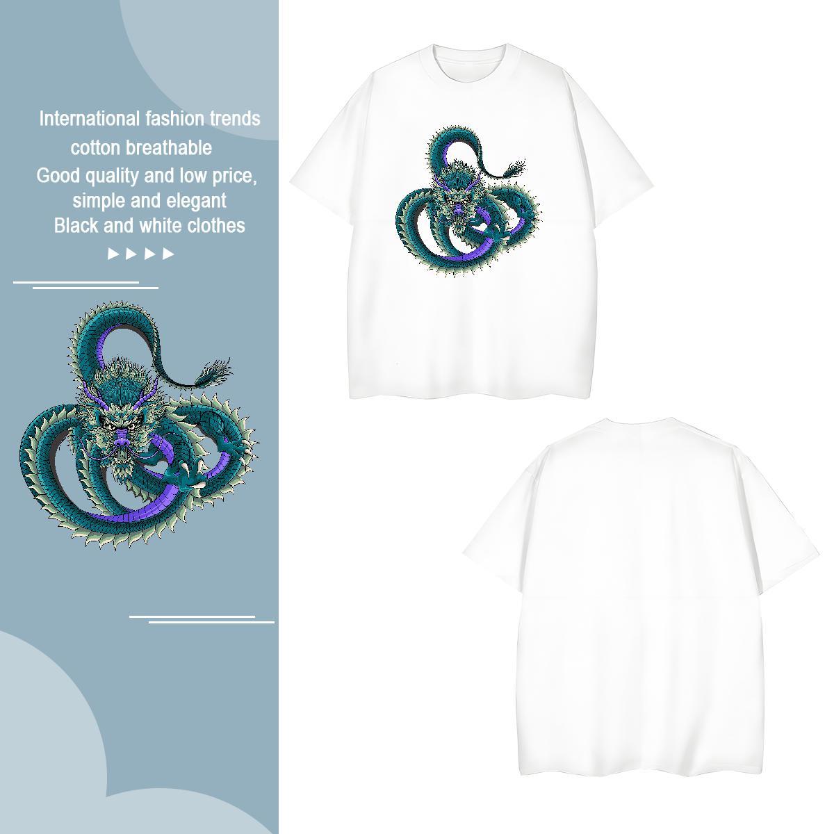 Unisex dragon T-Shirts for Men Daily Outfit Mens Tshirts 230g 100% Cotton Free Shipping Breathable Soft Skull Tees Shirts