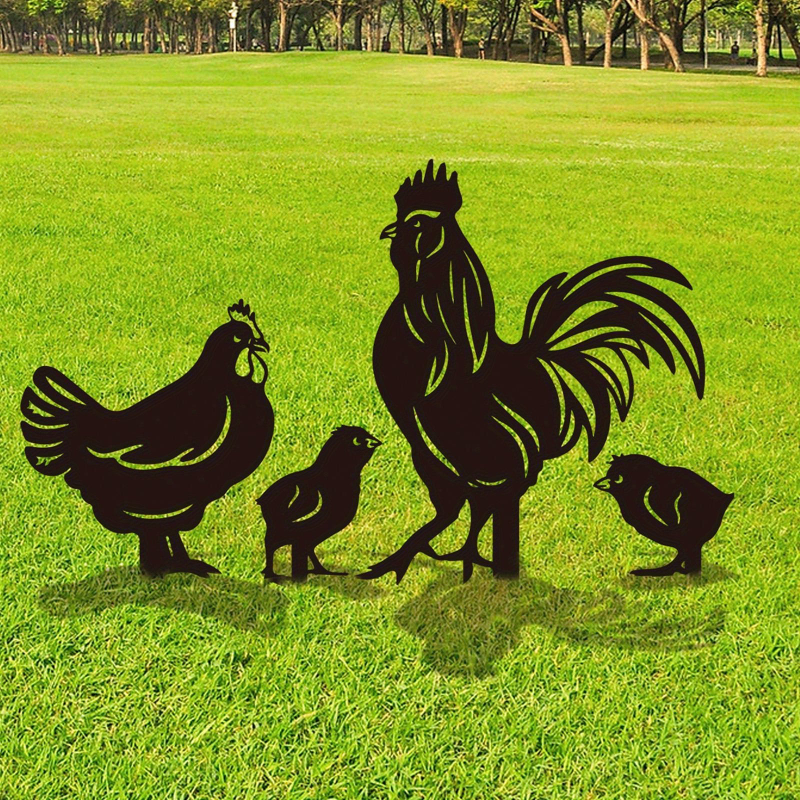 Metal Black Chicken Home Garden Decorations Animals Garden Decor Metal Garden Art