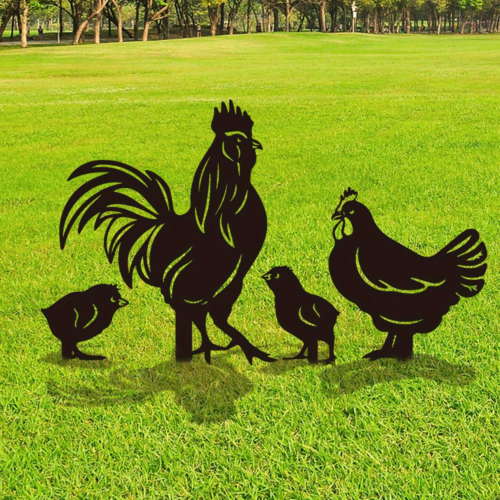 Metal Black Chicken Home Garden Decorations Animals Garden Decor Metal Garden Art