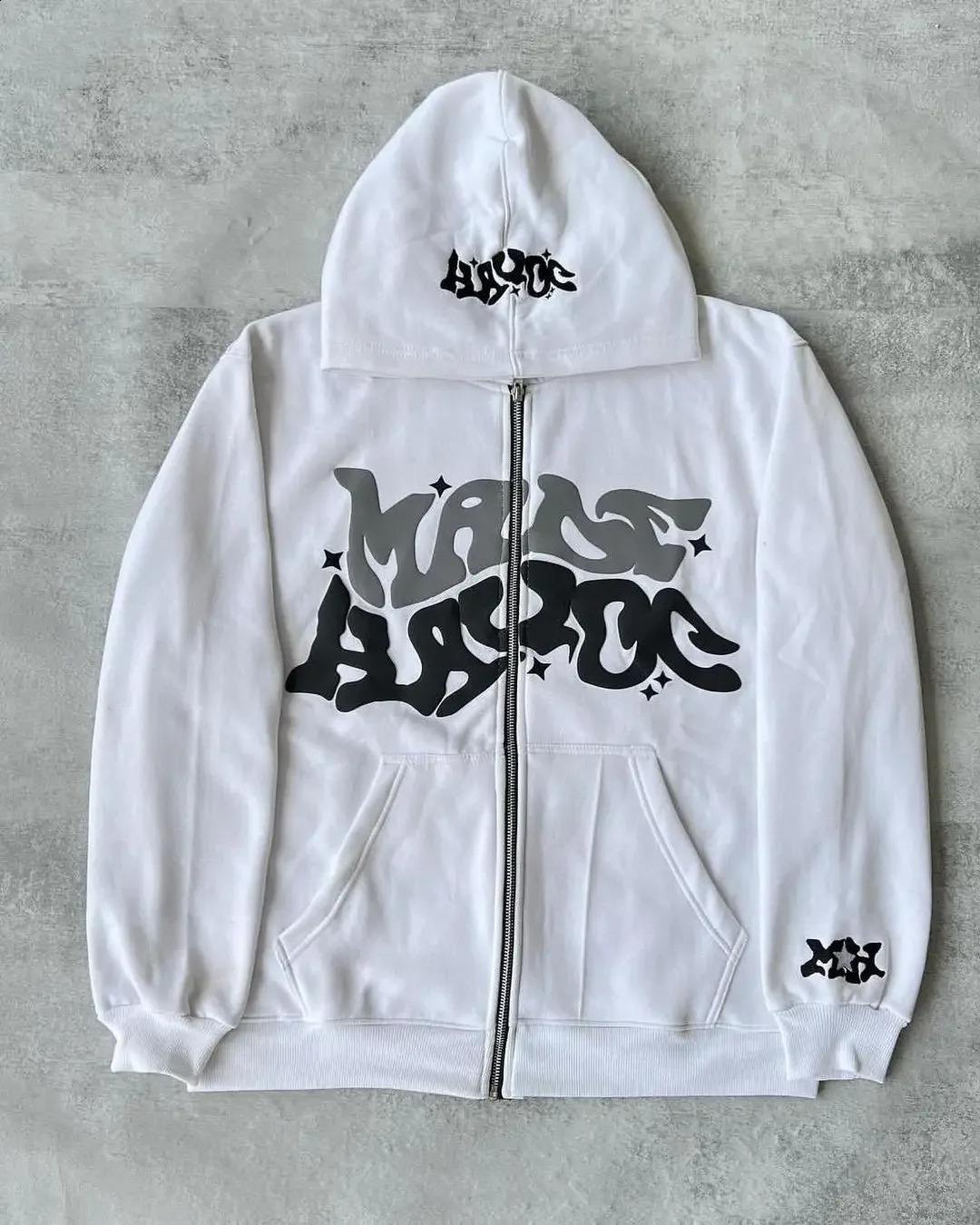 Streetwear Y2K Zipper Hoodie for Men Harajuku Letter Graphic Printing Oversized Hoodie Sweatshirt Punk Rock Gothic Clothes Tops 240819