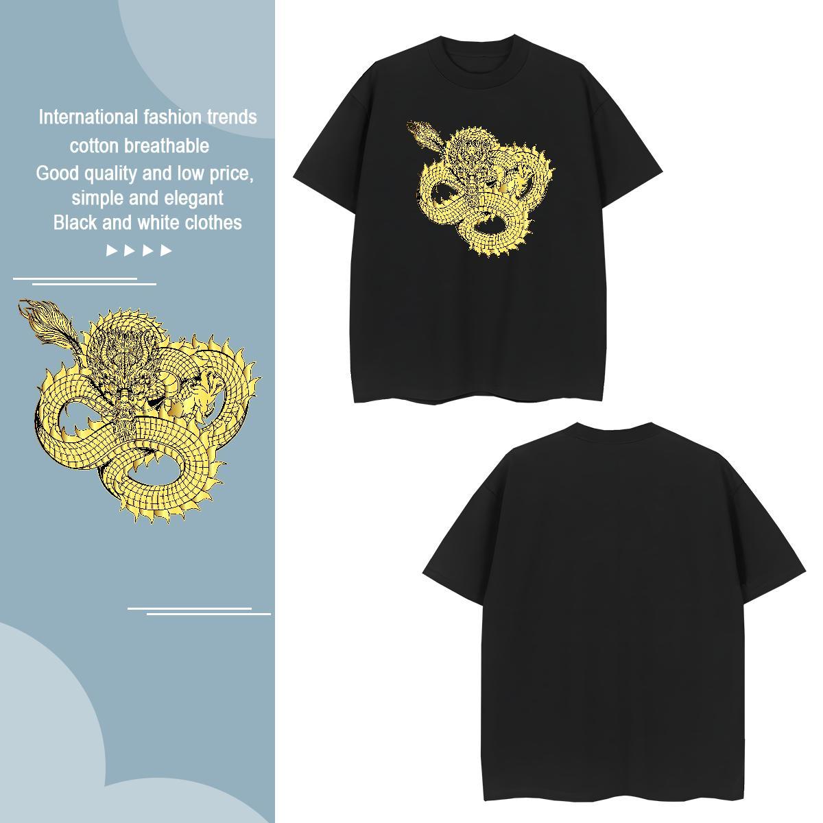 Men T Shirts 230g Cotton dragon Beach Short Sleeve O-Neck Oversized Men Tshirts Free Shipping Cool Design Tops Shirt