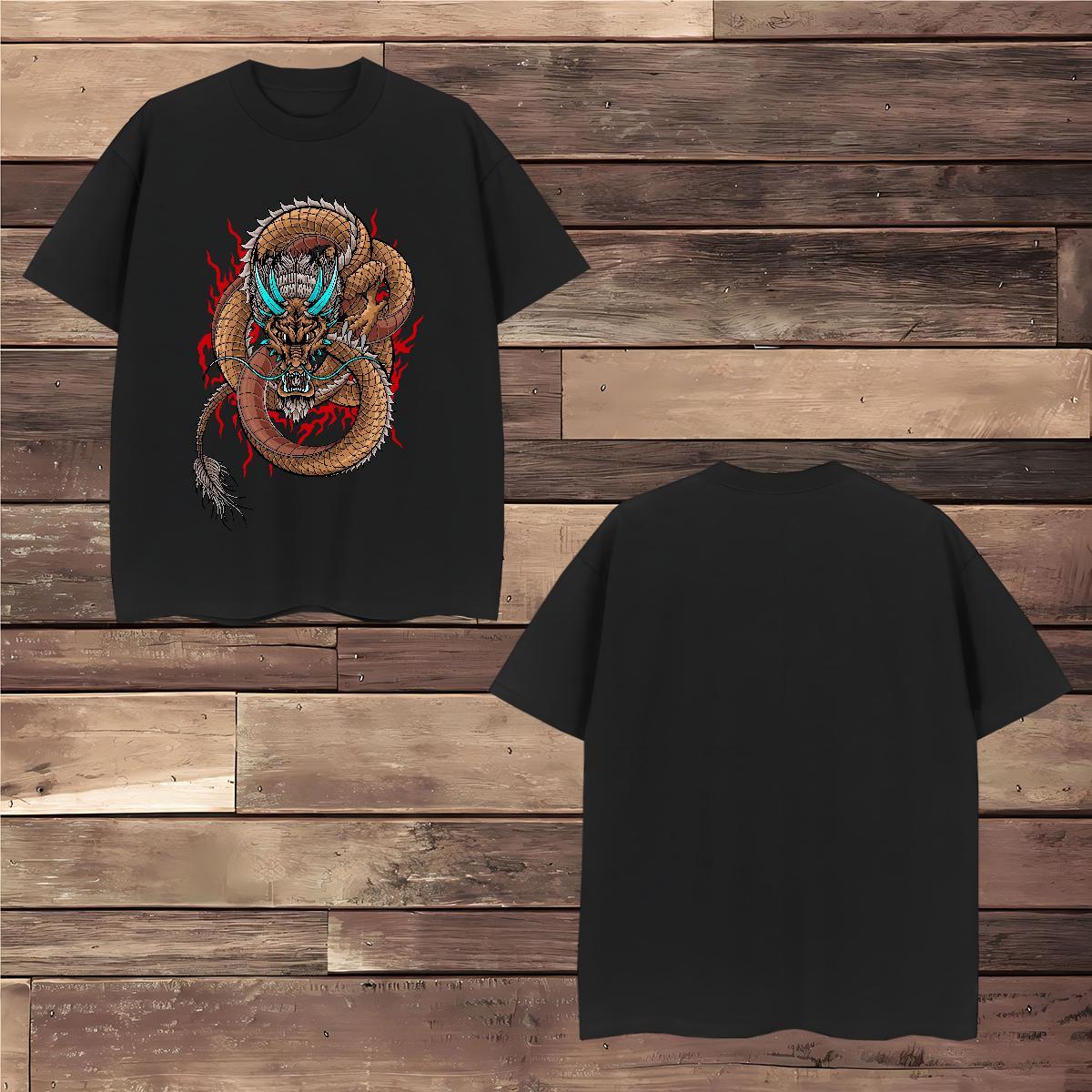 Mens T Shirts 230g Pure Cotton dragon Home Outdoor Breathable Short Sleeve Custom Print Oversized Men Tees New Arrival Unisex Tops Tees