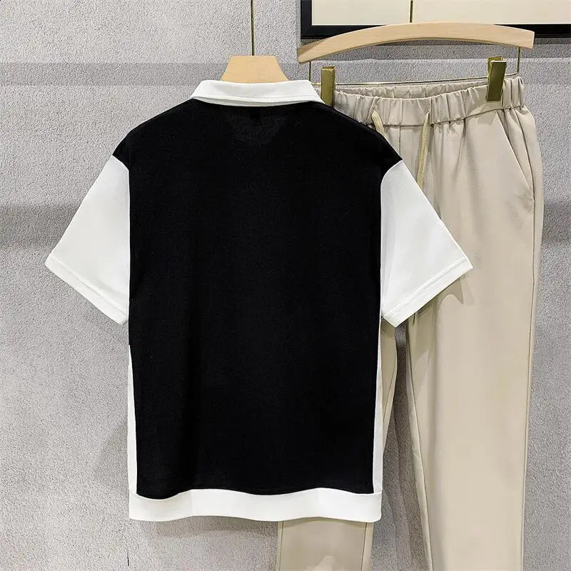 Mens Summer Patchwork Short Sleeve POLO Shirt Casual Mens Top Golf Wear Contrast Color Polo Shirts for Men Q45 240820