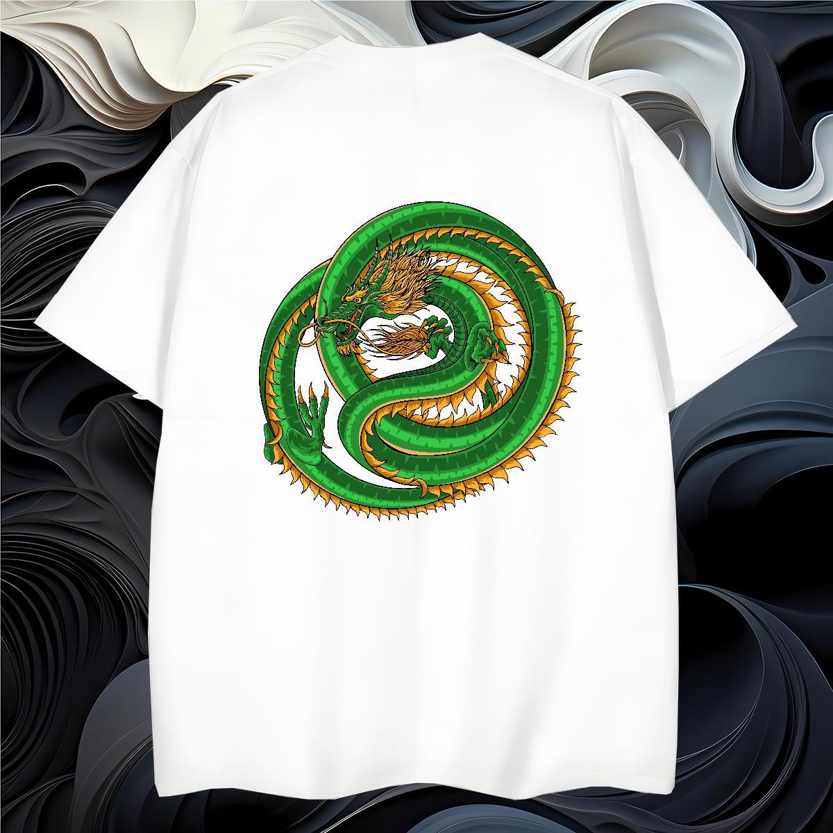 T Shirts Men 230g Cotton dragon Spring Summer Breathable Short Sleeve Black White Men Tshirts Designer Fashion Unisex Polos