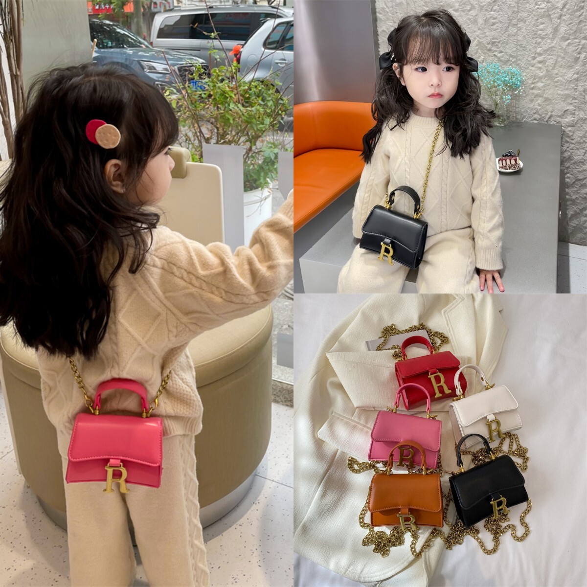 One celebrity children's and girls' handbag letter foreign fashion brand chain diagonal cross bag single shoulder zero wallet girl F19-08.20