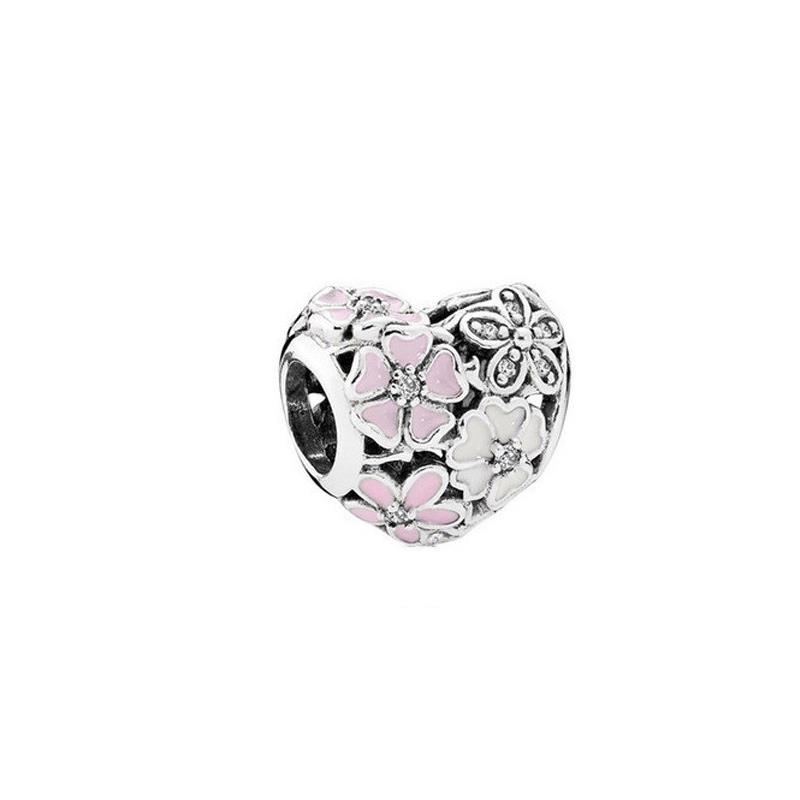 925 Sterling Silver Sparking Cubic Zirconia Red Heart Charms S925 Snake Bracelet Beads For Jewelry Making Free Shipping Wholesale