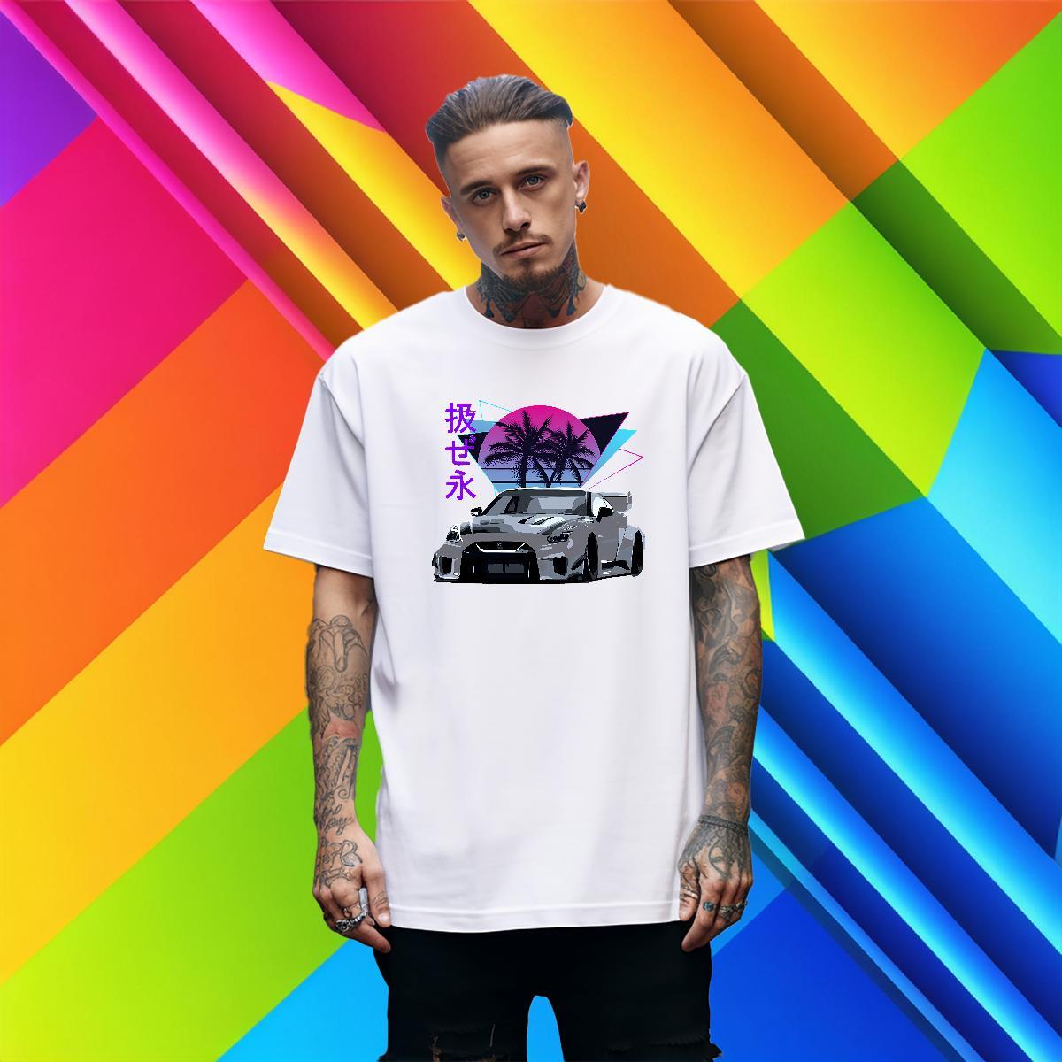 Loose Fit car 230g Cotton Couples T Shirts Sports Casual Pure Cotton T-Shirts Casual New Custom Cartoon Clothings