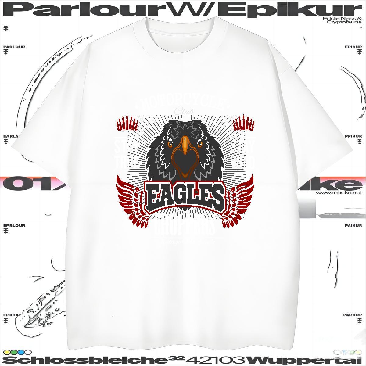 Free Shipping T Shirt For Man eagle Breathable Crew Neck Casual Oversized 230g Pure Cotton Men Tees 2024 DIY Clothes