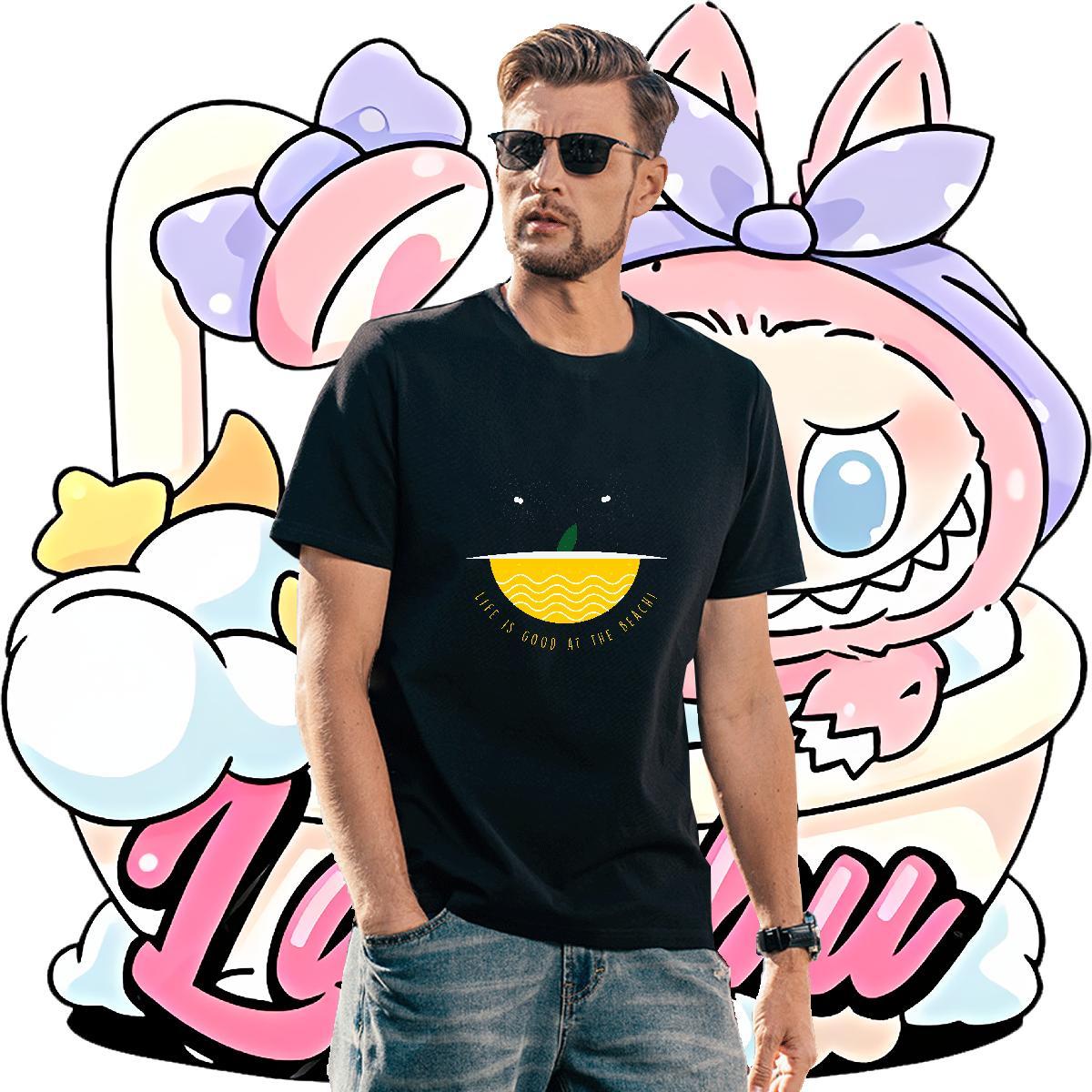 Cool Men Tees Casual Daily Wear 230g Pure Cotton Plus Size Custom Breathable Crew Neck wave T-Shirts Free Shipping Tops Shirt