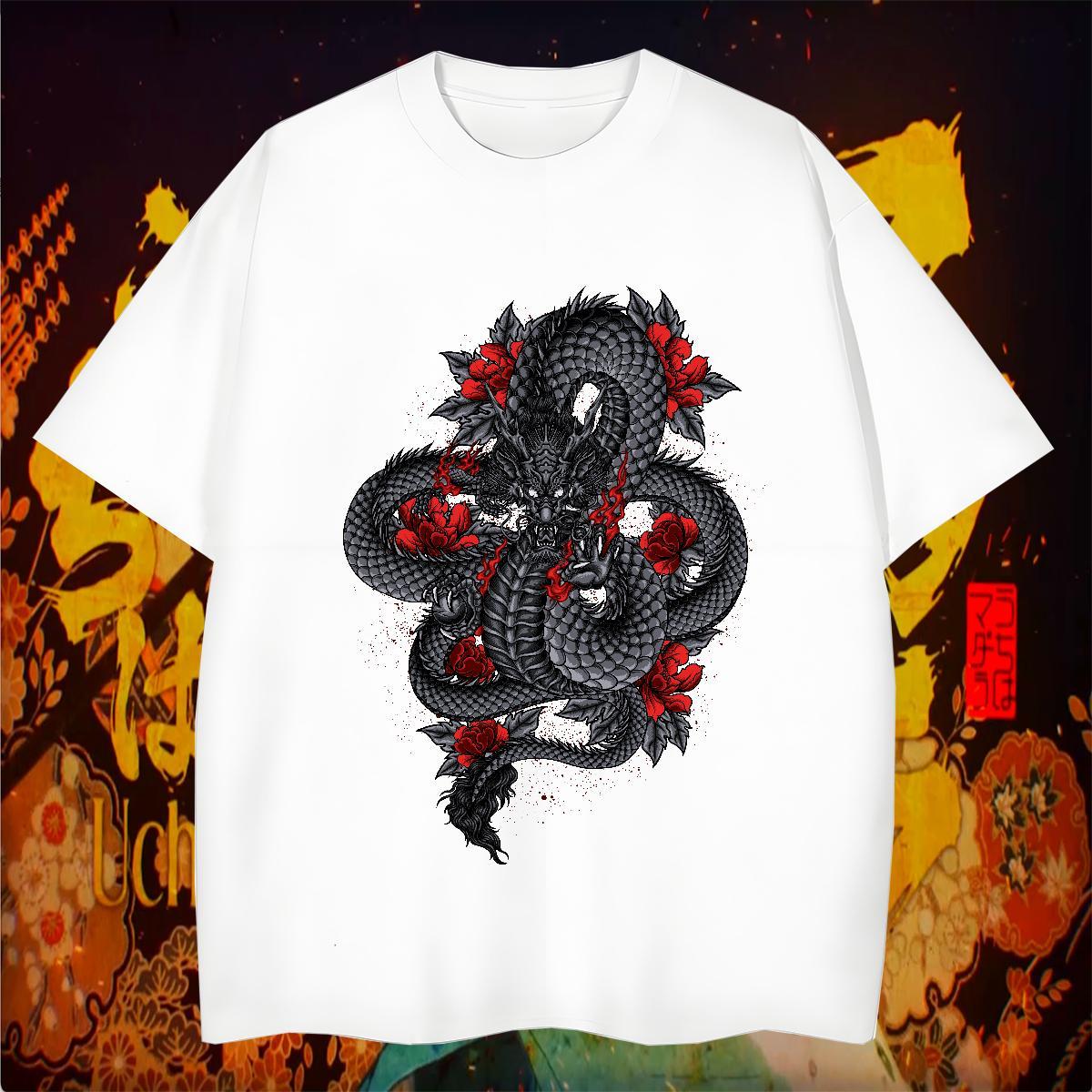 T-Shirts for Men 230g 100% Cotton ferocity Street Casual Breathable Soft Cartoon Print Tshirts Customized TOP Quality Tees