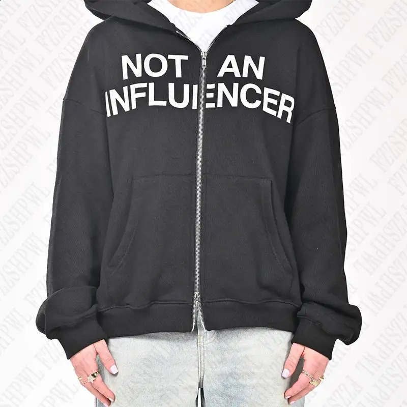 Y2K Hoodie Clothes Men Hip Hop Goth Graphic Letter Print Zip Up Hoodie American Retro Punk Streetwear Fashion Grunge High Street 240819