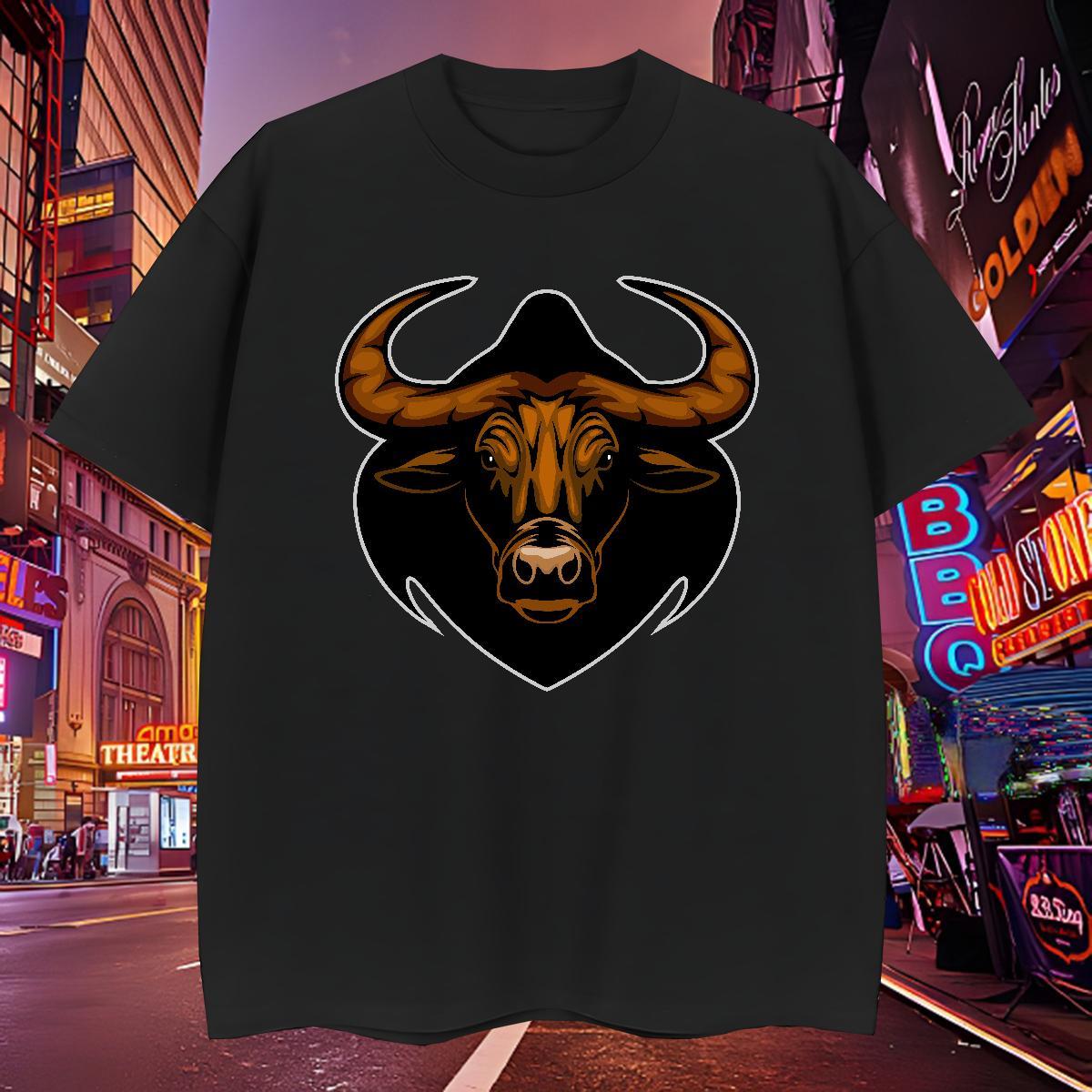 Free Shipping T shirt bull Pure Cotton Hip Hop Street Custom Print Plus Size 230g Pure Cotton Men Clothes T-Shirt New Designer Tops Tees