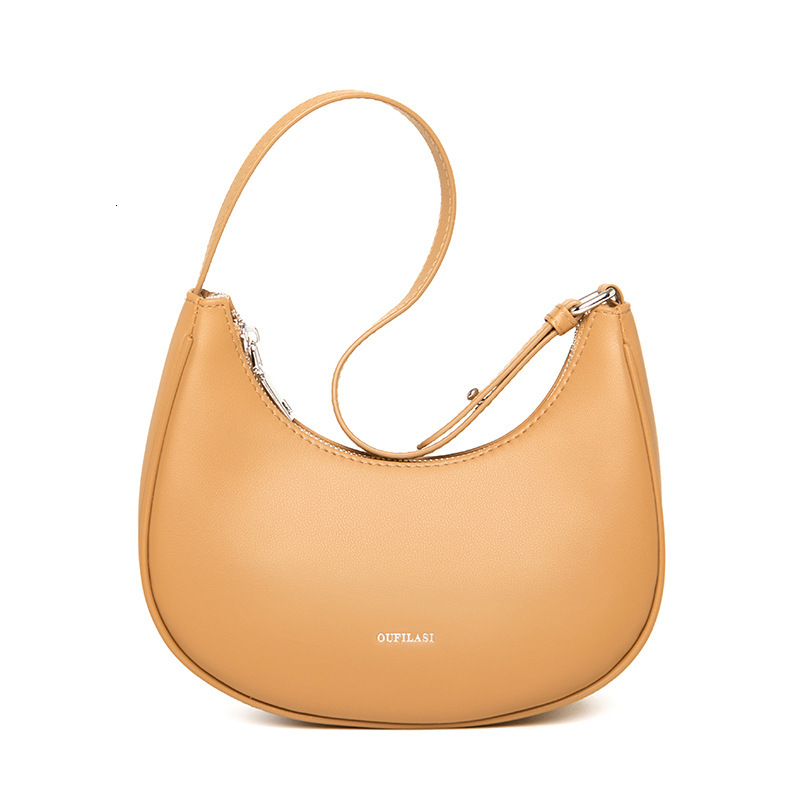 Genuine leather women's underarm niche new fashion simple single shoulder crossbody dumpling crescent tooth bag