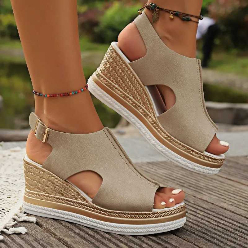New Woman Platform Wedge Sandals Female Fashion Elegant Ladies Slippers Summer Female Peep Toe High Heels Slides Sandalias Mujer CL240806