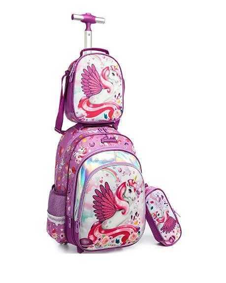 3pcs Schoolbag set with wheels lunch bag Sequins 16 inch School Rolling bags wheeled backpack Student trolley backpack for boys Y240820