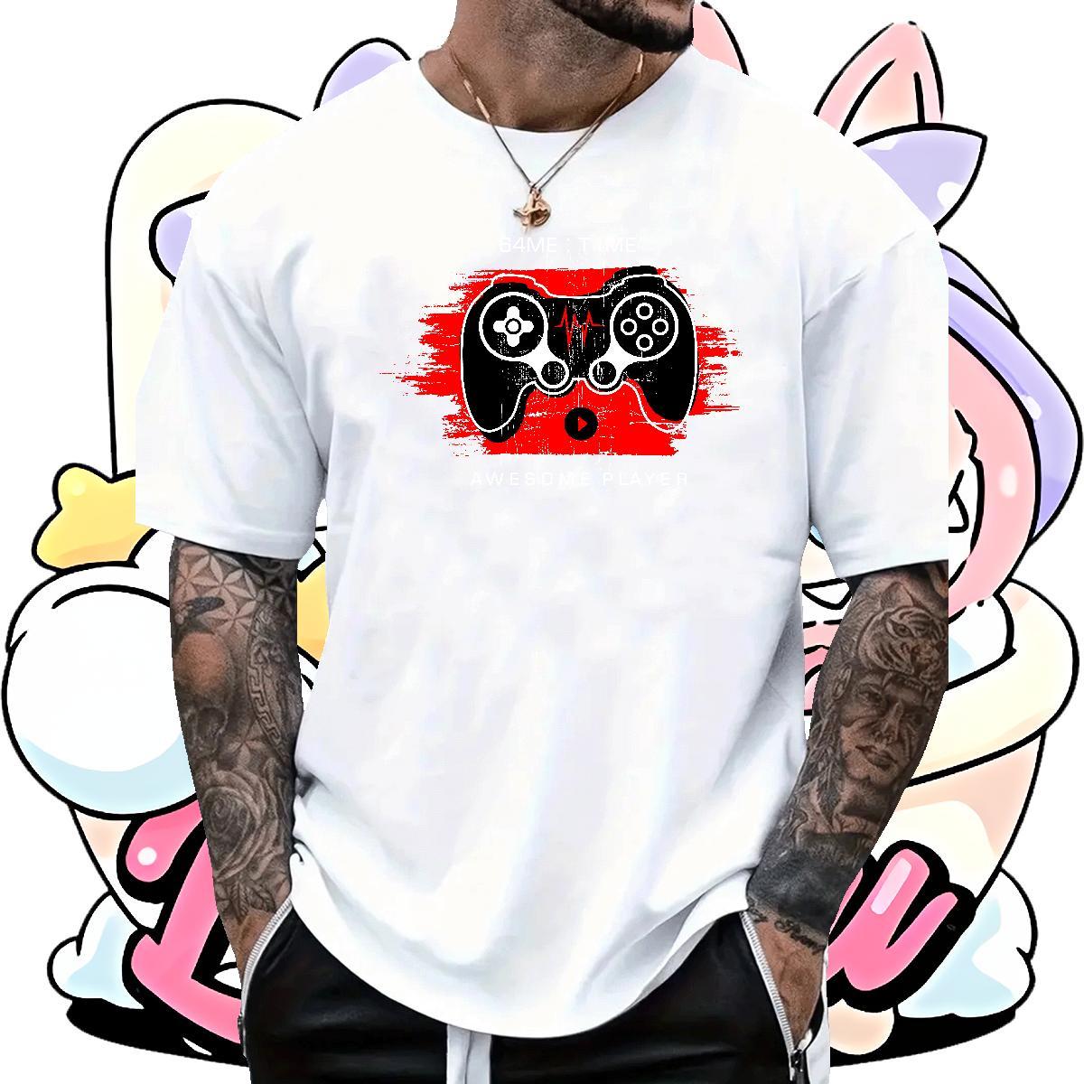2024 Summer game Tshirts 230g Pure Cotton T-Shirts for Men Custom Anime Hip Hop Crew Neck Breathable Loose Fit Tops Shirt