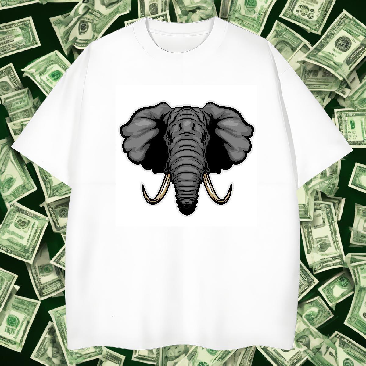DIY Tshirts elephant Casual Daily Wear 100% Cotton 230g Tops Tees Round Neck Short Sleeve Wholesale Men T Shirts Plus Size Custom