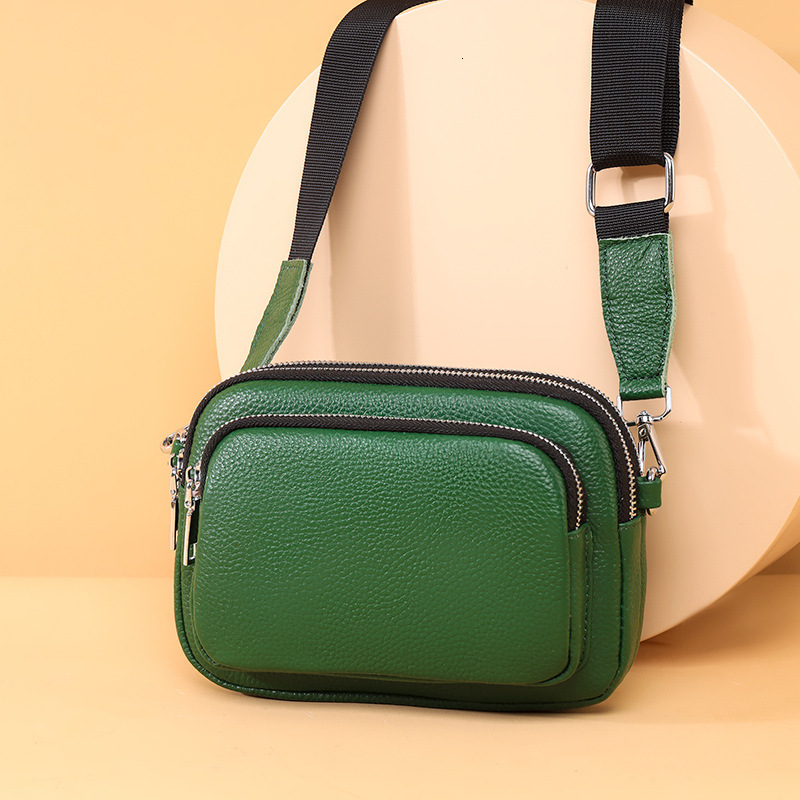 Genuine leather women's 2023 new trendy and fashionable multi-layer single shoulder crossbody bag, top layer cowhide small square bag