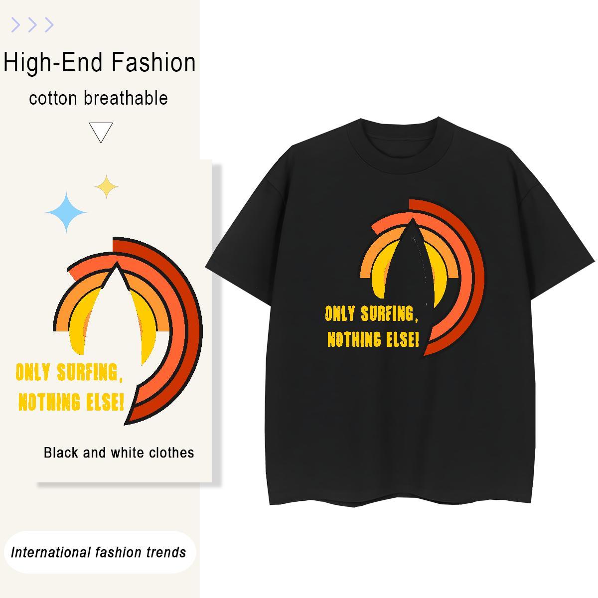 Classic wave 230g Cotton Men Tops Tees Beach Breathable Short Sleeve Men T Shirts Factory Direct Plus Size Cartoon Wear
