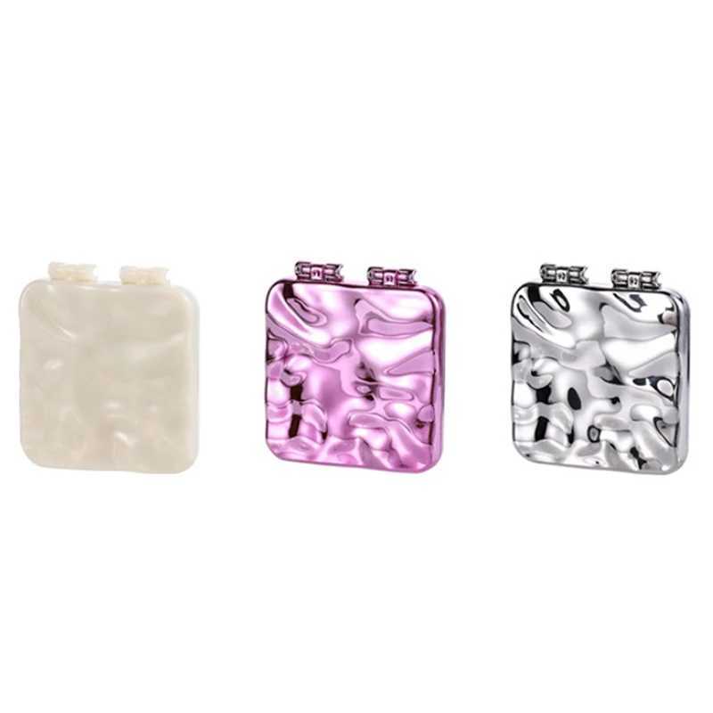 Foldable Plating Makeup Mirror Mini Square Vanity Mirror Portable Hand Mirror Double-sided Compact Mirror Pocket Cosmetic Mirror Y240819