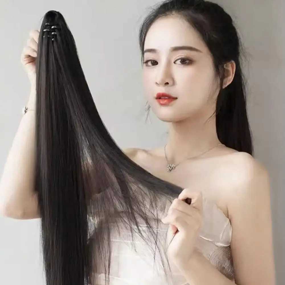 Long straight ponytail wig 45cm/55cm straight high ponytail long straight black brown long hair ponytail W240817