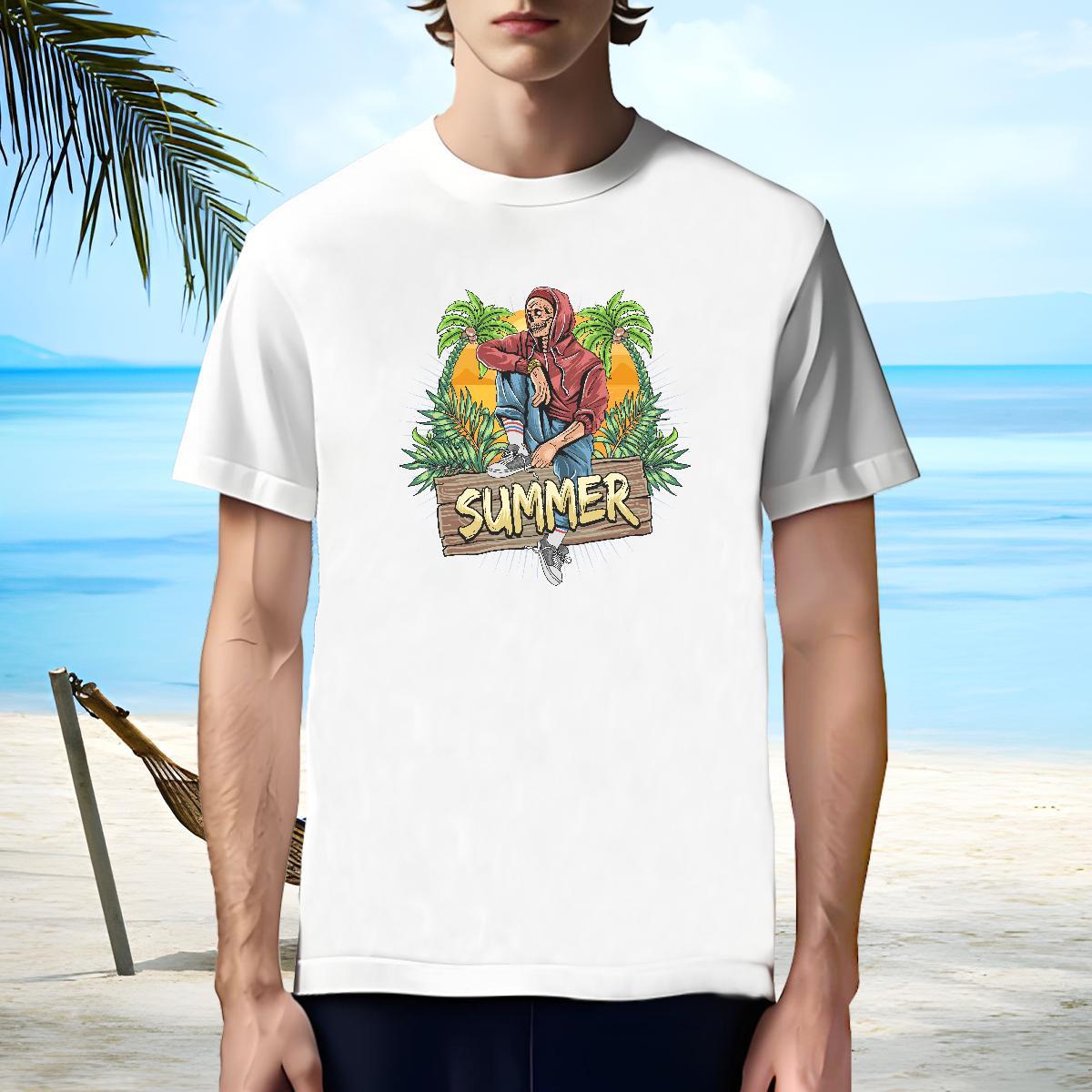 Classic T-Shirts summer Breathable Beach Custom Big Size 100% Cotton 230g Mens Tshirts 2024 DIY Tees