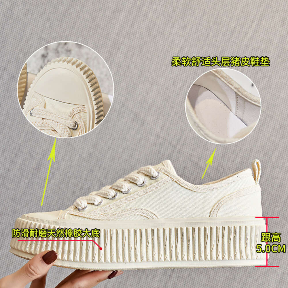 Ddmysports Thick Sole Biscuit Autumn New Casual Flat Bottom Small White Breathable Canvas Shoes Versatile Women S Shoe Trend OUTDOOR