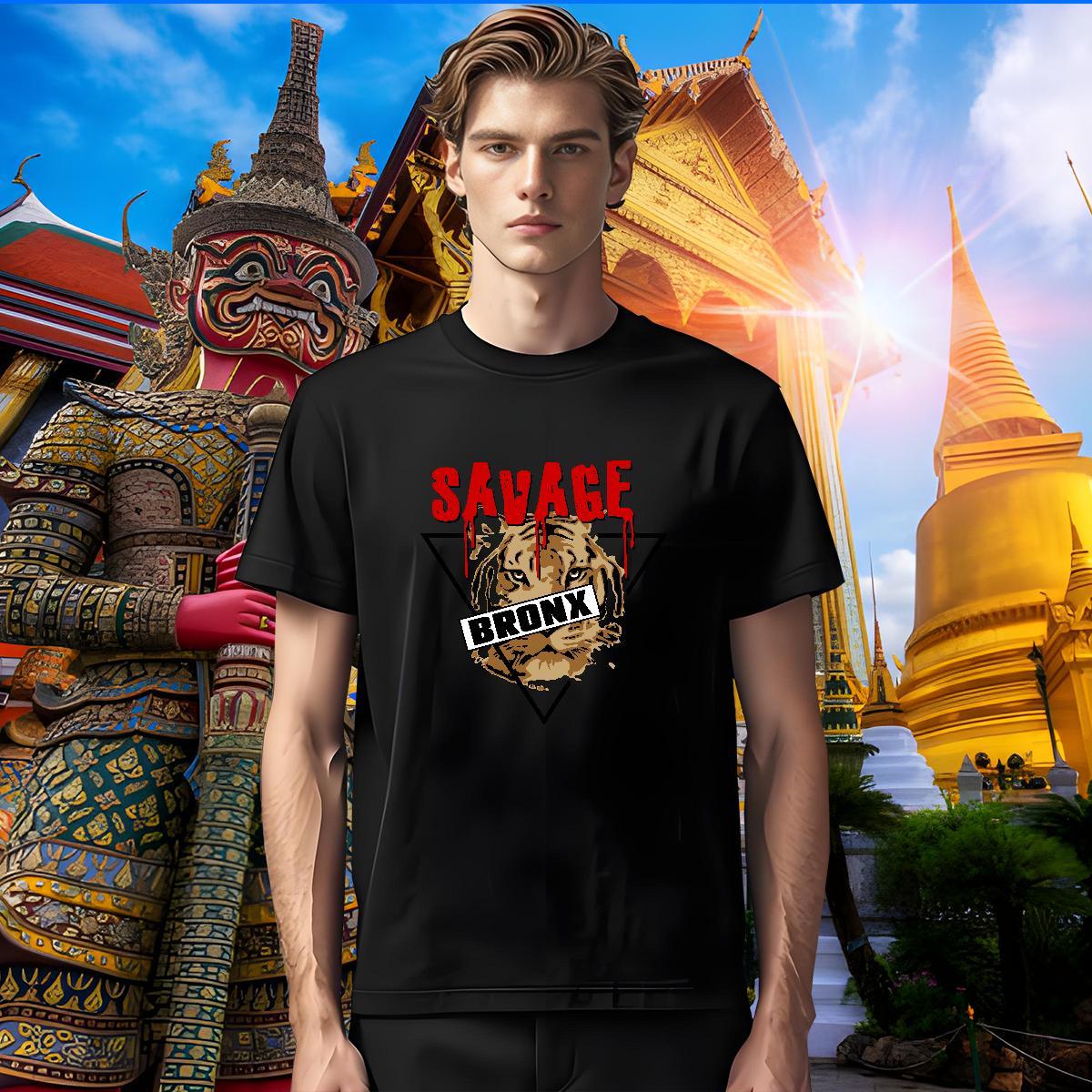 Comfortable T-Shirts for Men tiger Crew Neck Hip Hop Street Black Oversized 230g Pure Cotton Tshirts Brand Wear