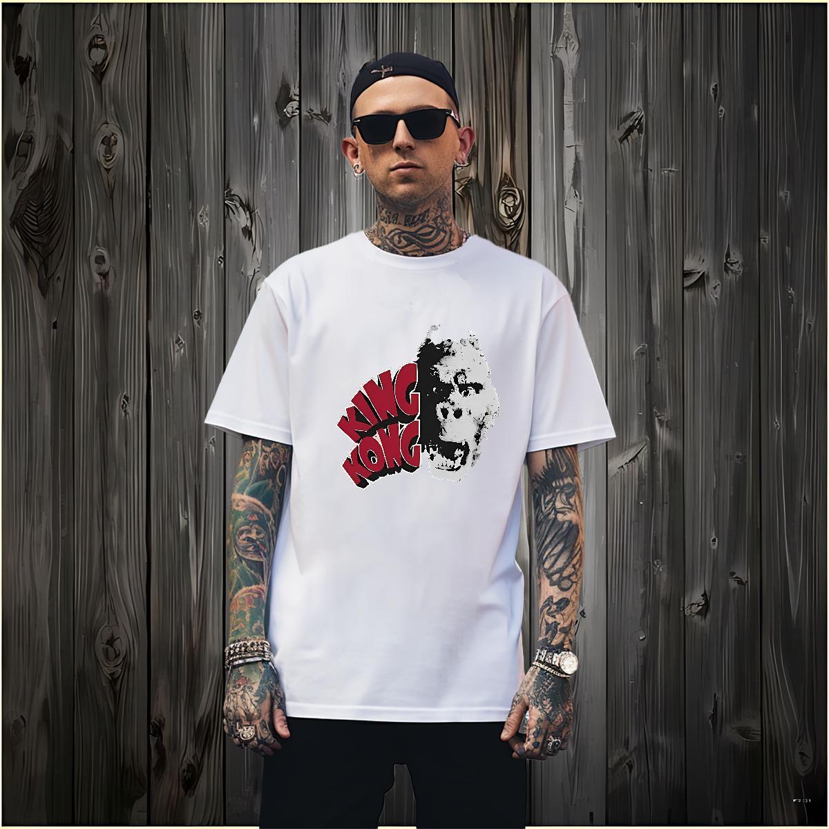 Men T Shirts 230g Pure Cotton scary Hip Hop Street Breathable Short Sleeve DIY Printed Tshirt for Man Woman Casual New Soft Wear