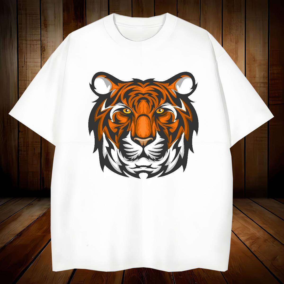 Wholesale T Shirt For Man tiger O Neck Short Sleeves Hip Hop Graphic 100% Cotton 230g Mens Tshirts Fashion Tops Tees