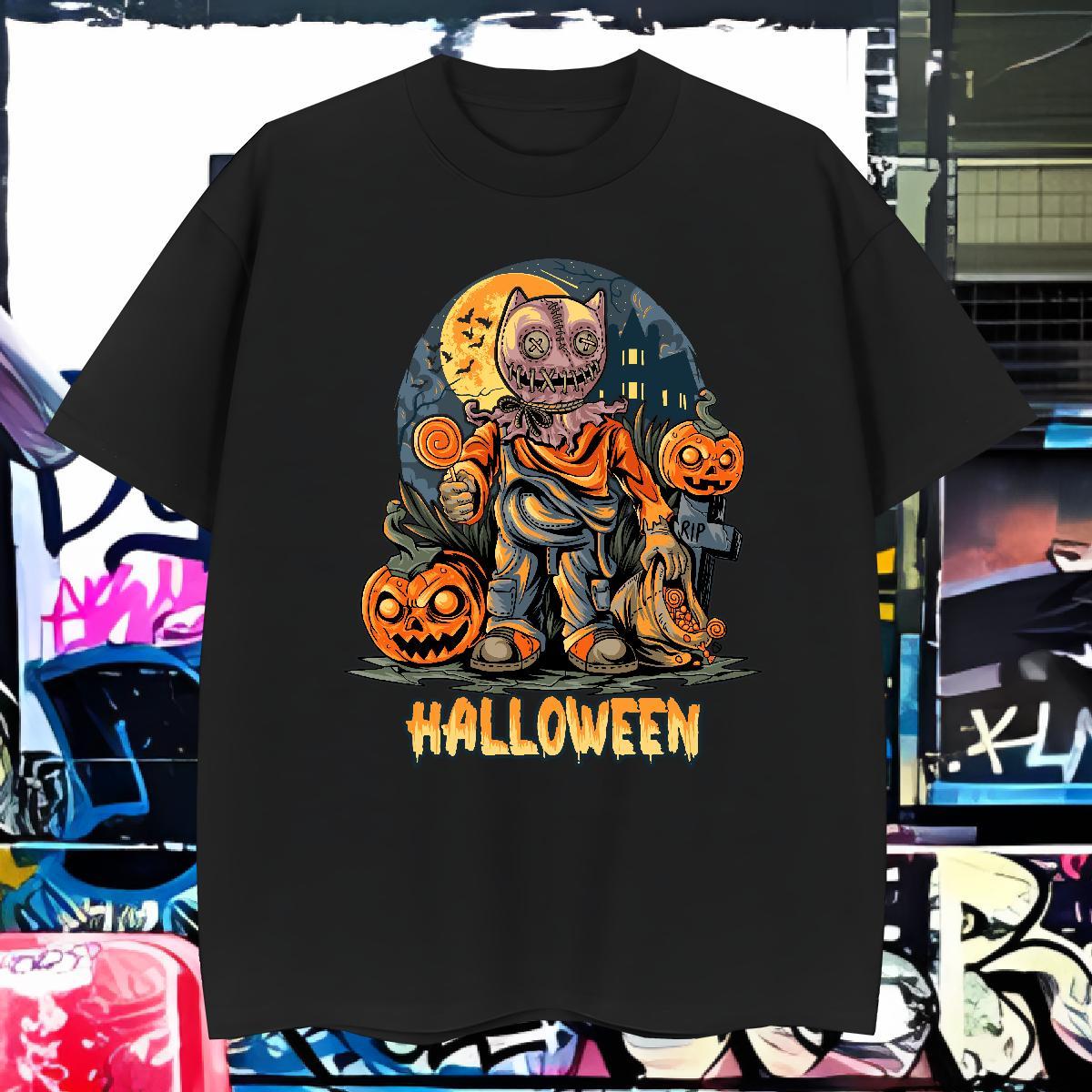 Fashion New Couples T Shirts halloween Street Casual 100% Cotton 230g Tops Shirt Breathable Crew Neck Designer Mens T Shirts Custom Anime