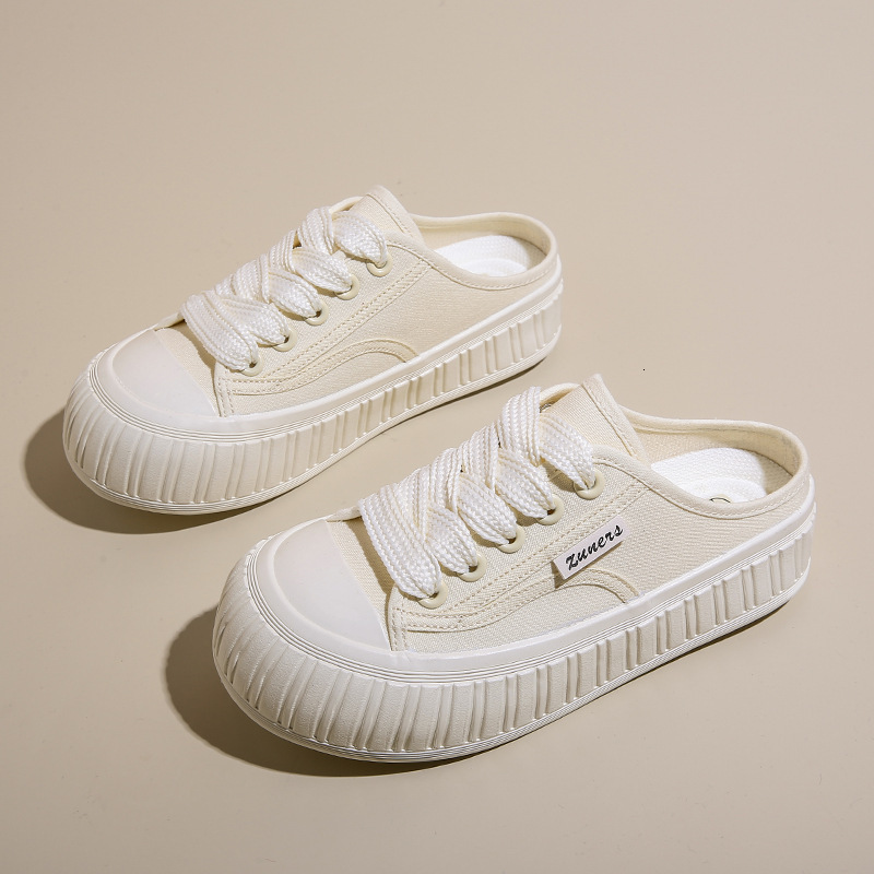 Ddmysports Canvas For Women Spring New Student Korean Edition Instagram Versatile Thick Sole Alf Slipperboard Casual Shoes TP OUTDOOR