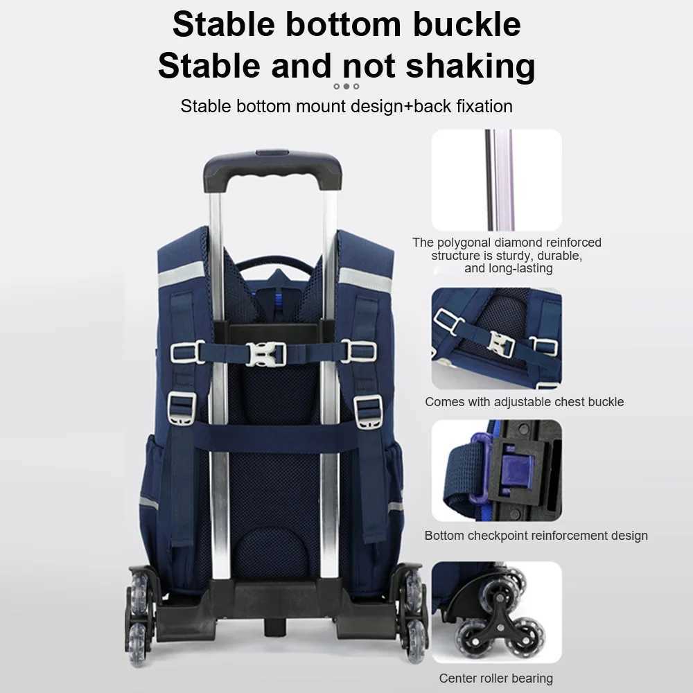 Astronaut Rolling Backpack for Boys Kids School Backpacks with Wheels Water Resistant Printed Roller Wheeled Bookbag Y240820