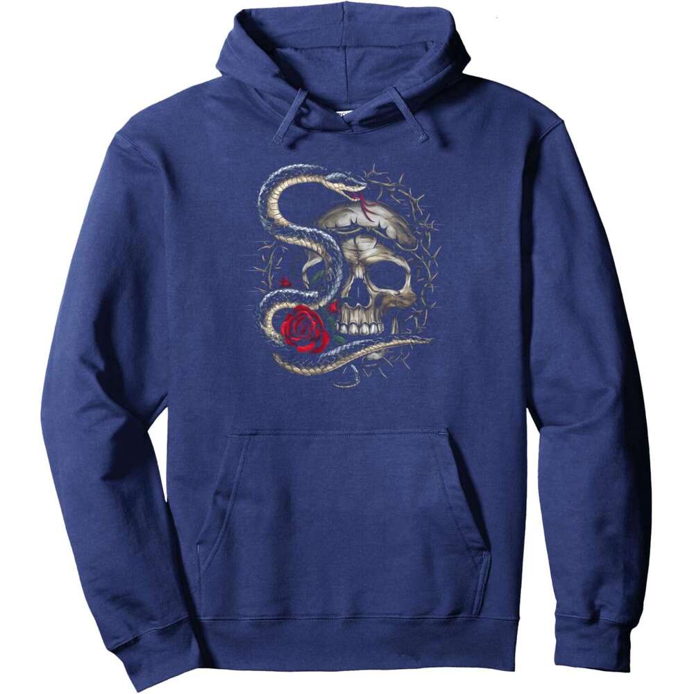 Halloween Hoodie for Mens Womens Serpent Skull Roses Occult Gothic Dark Thorn Gift Pullover Hoodie Hoodies sweatshirt pullover jacket Long sleeve