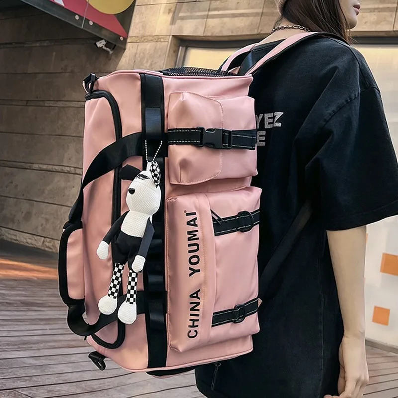 Large Size Multifunction Waterproof Casual Travel Bag Men Women Yellow Pink Sport Gym Dry Wet Separation Hand Bag 240819