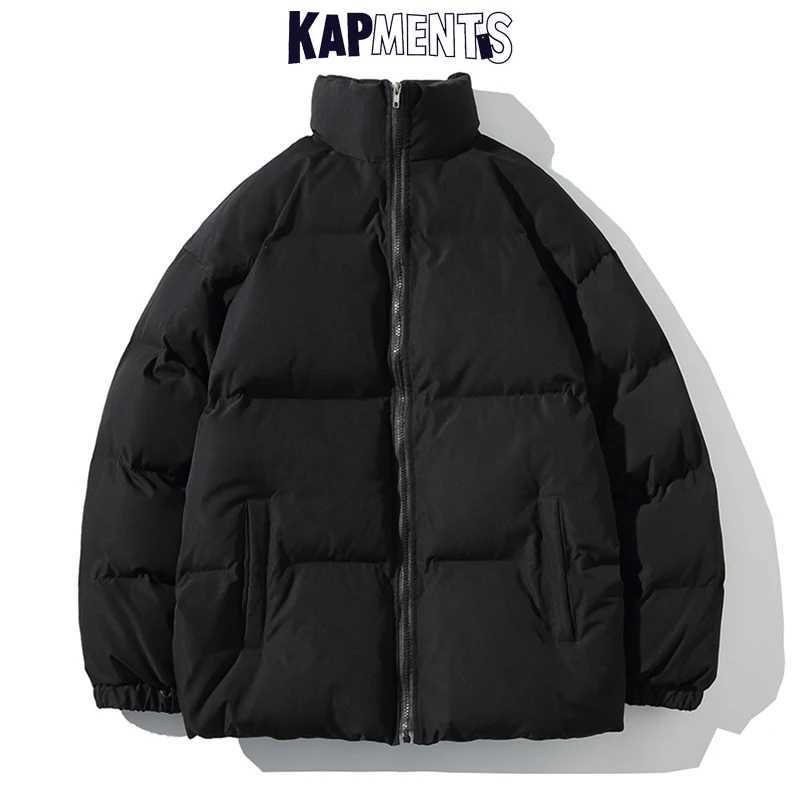 Puffer jacket KAPMENTS Men Harajuku Solid Warm Puffer Jacket Parka Mens Japanese Streetwear Winter Jacket Male Korean Fashion Bubble Coat M240821