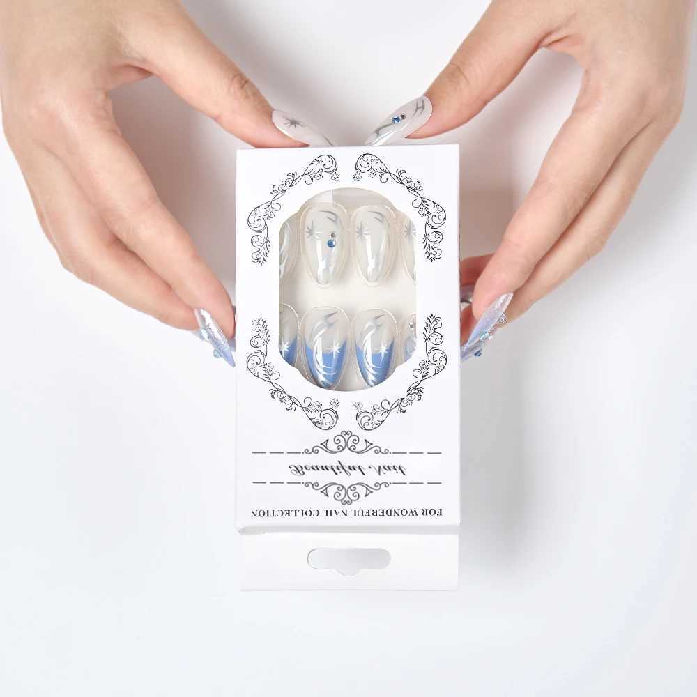 24pcs Sweet Cool y2k Style Ballet False Nails With Glue Acrylic Press on Nails Coffin Almond Full Cover Fake Nails Stick on NailXJ241025