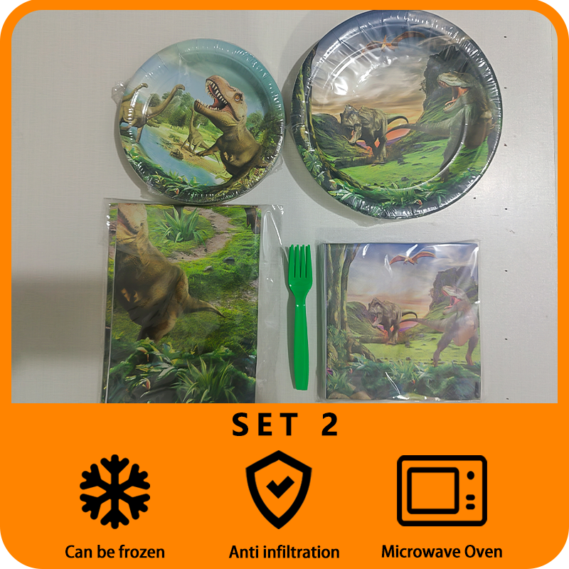 Dinosaur birthday decoration tableware set suitable for children and boys dinosaur themed party birthday supplies