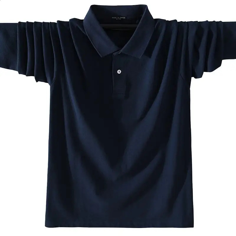 100% pure cotton highquality mens polo shirt solid color classic casual long sleeved clothing lapel top 240829