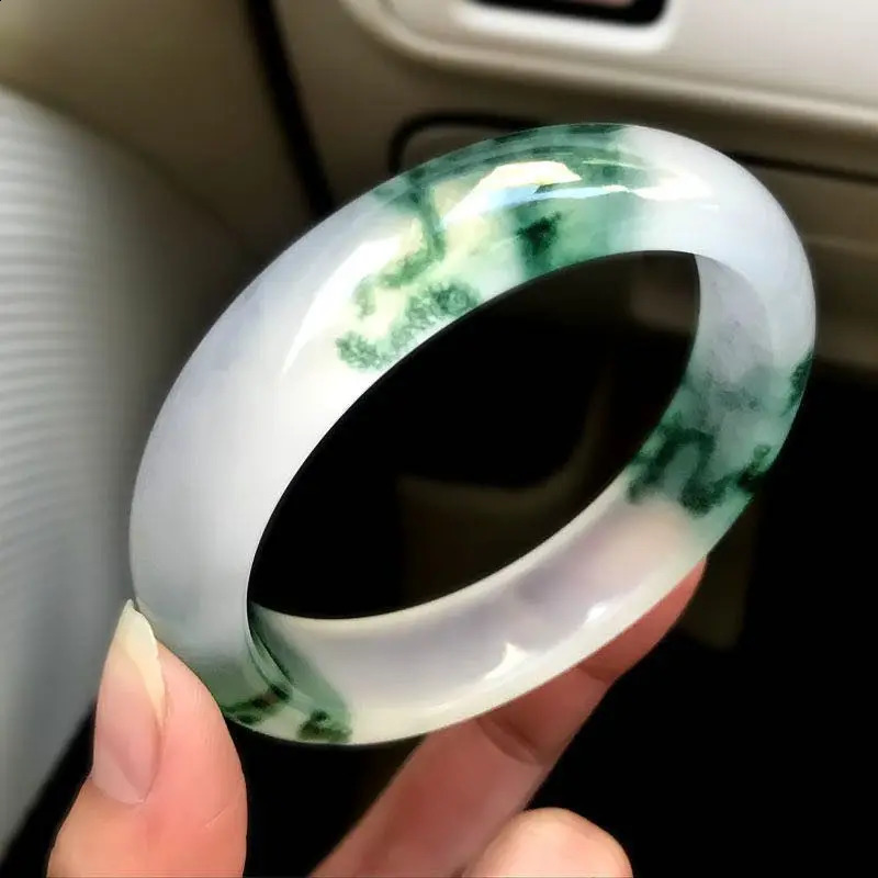 Emerald Jade Bracelet Ice Seed Floating Flower Womens Simple Temperament 240813