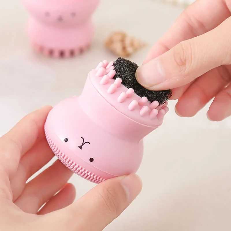 Octopus Facial Brush With Sponge Skin Cleaning Brush Face Cleaner Small Skincare Makeup Tools Y240821