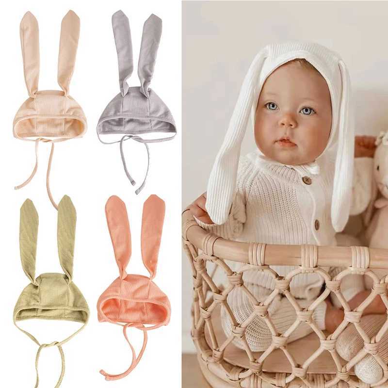 Long Bunny Ears Baby Hat for Girls Boy Cute Newborn Beanie Waffle Infant Bonnet Toddler Kids Hats Kawaii Babies Accessories 0-2Y M240821