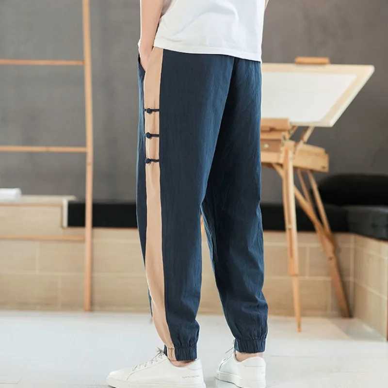 Mens casual pants mens striped harem width Trouser mens linen designer polYester high-quality new print Xxxl spandex clothingW240725