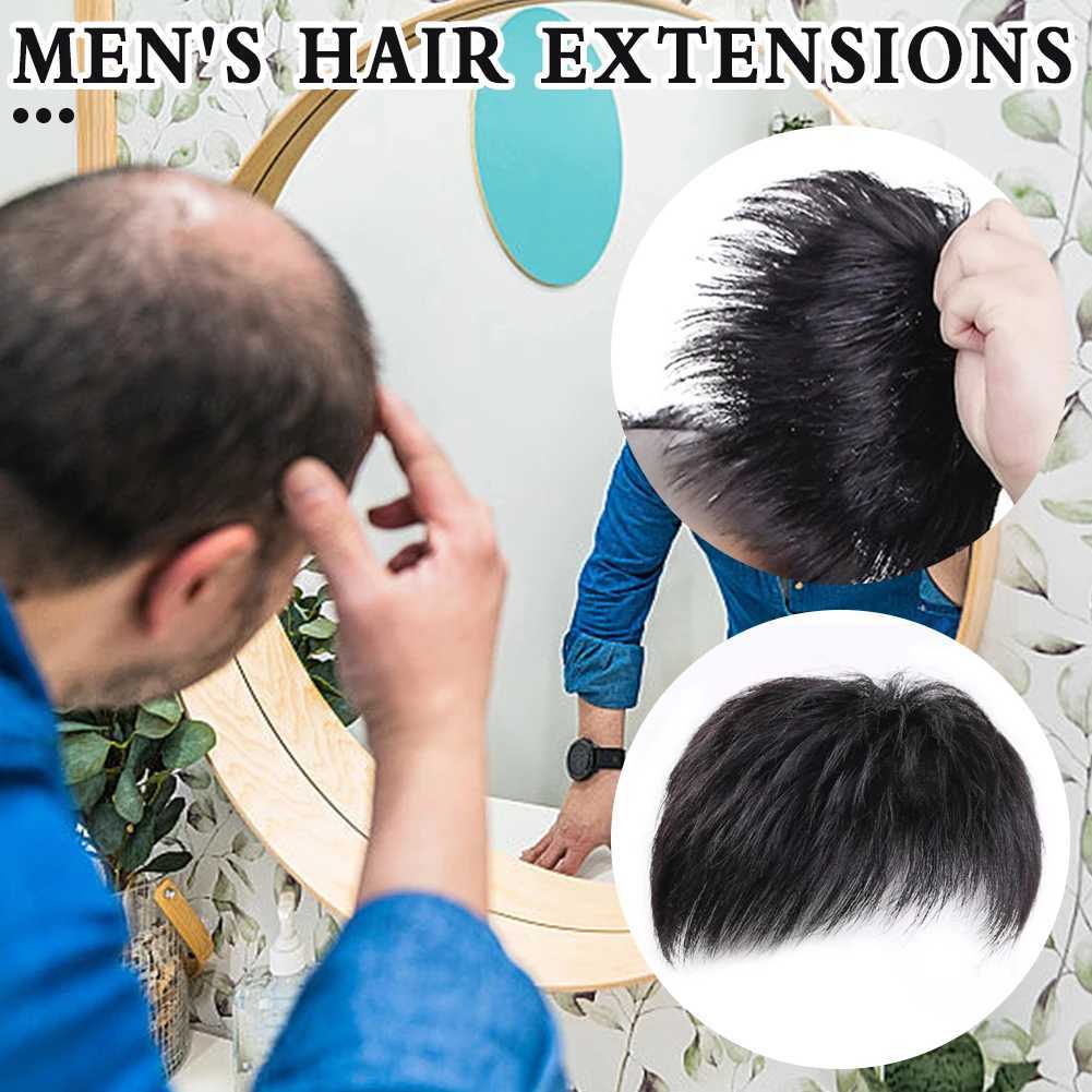 Mens clip on short hair wig mens natural wig black wig cover W240817