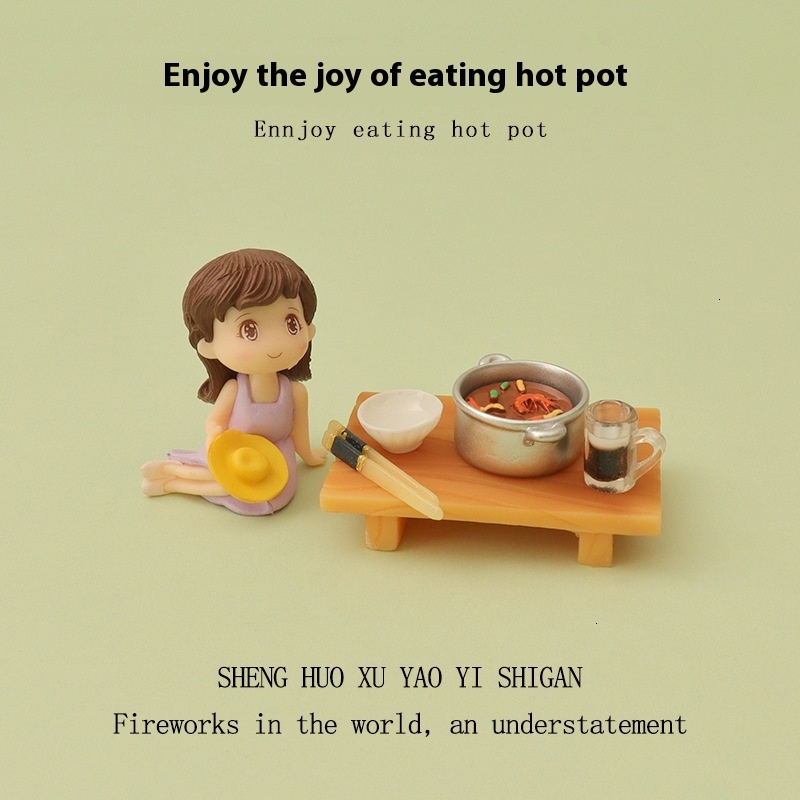 Miniature simulation mini shrimp dish, food and play, children's house kitchen accessories, micro landscape, couple eating hot pot scene decorati